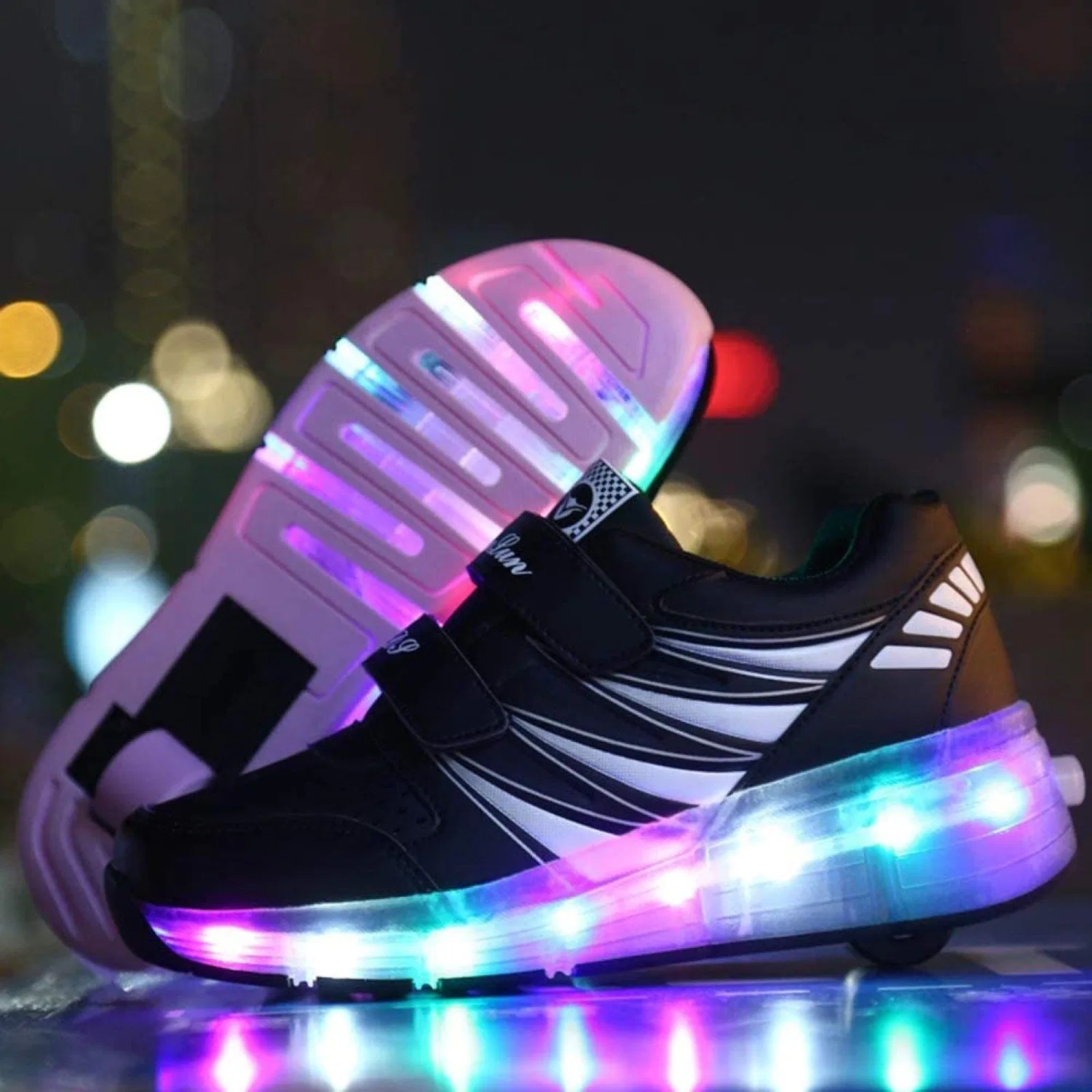 Детские кроссовки-ролики со светодиодами XPF, Black — фото 2