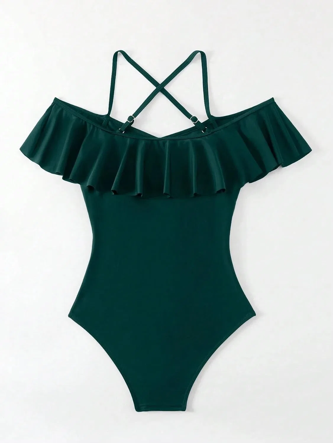 Женский цветной монокини на тонких бретелях, Dark Green — фото 4