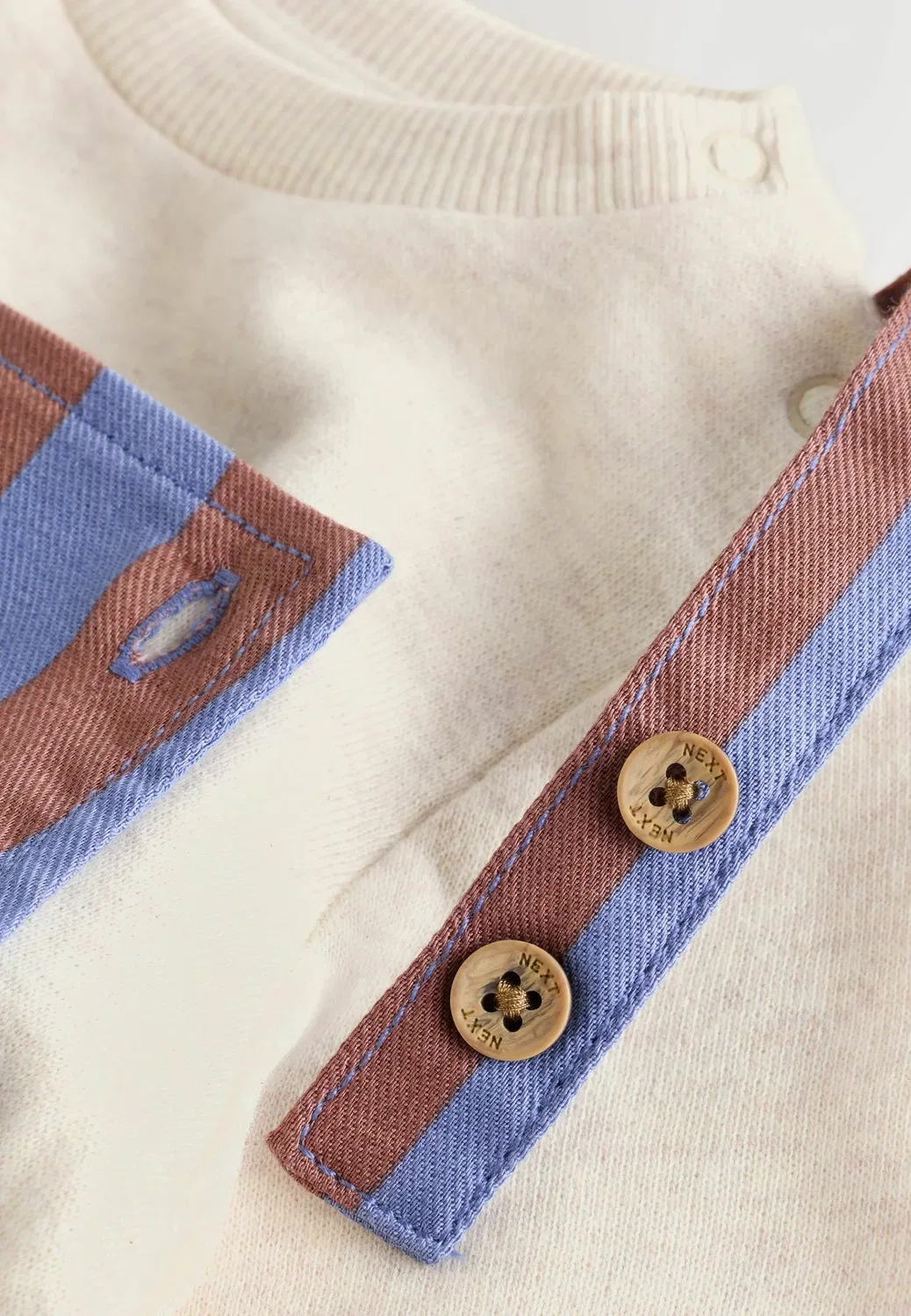 Детский комбинезон из саржи и боди - боди Next, Blue Brown Stripe — фото 3