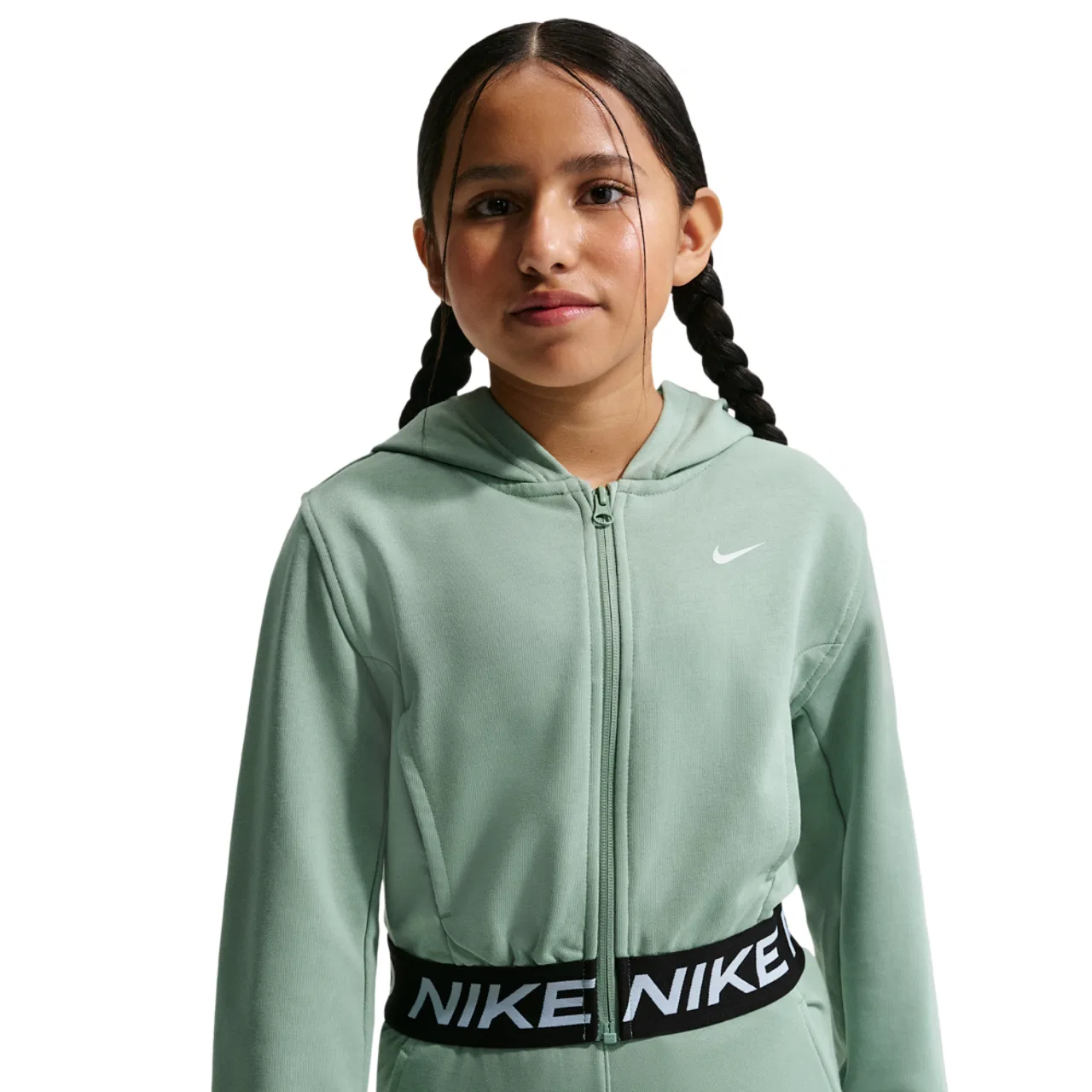 Детская худи на молнии Dri-FIT Nike, цвет Steam/Steam/Black — фото 3