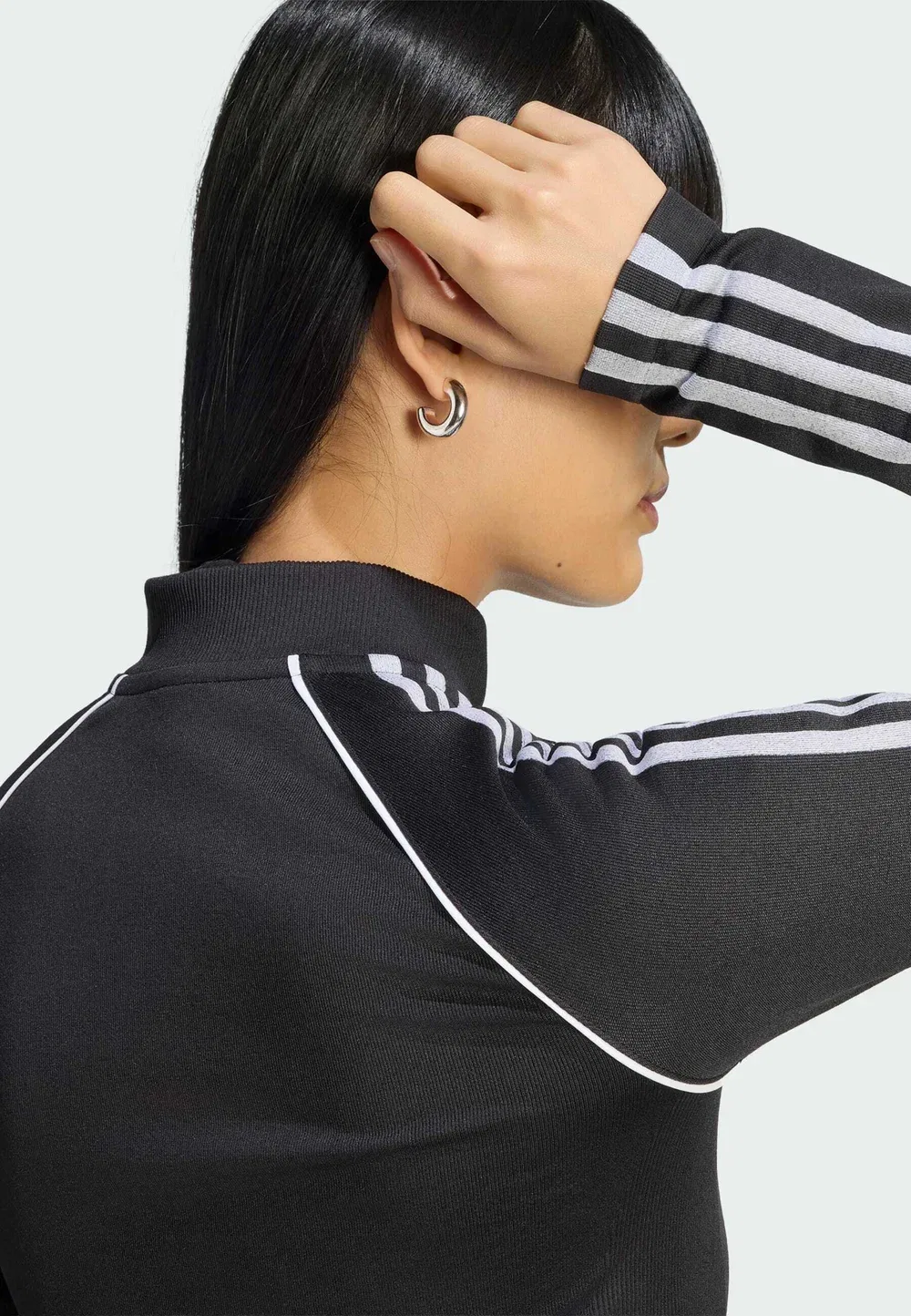 Спортивная футболка Essentials с тремя полосками, бесшовная, на молнии Adidas Originals, Black — фото 3