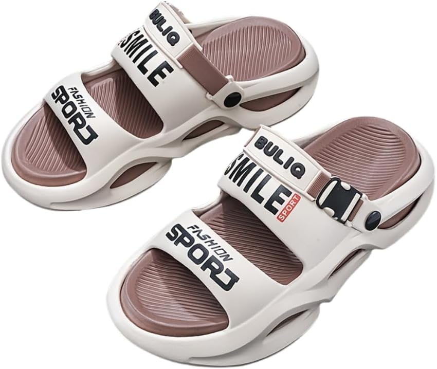 

Hhhchpm Стильные летние мужские сандалии-шлепанцы, удобные сандалии с толстой подошвой и дышащим материалом EVA для занятий в помещении и на улице, коричневый