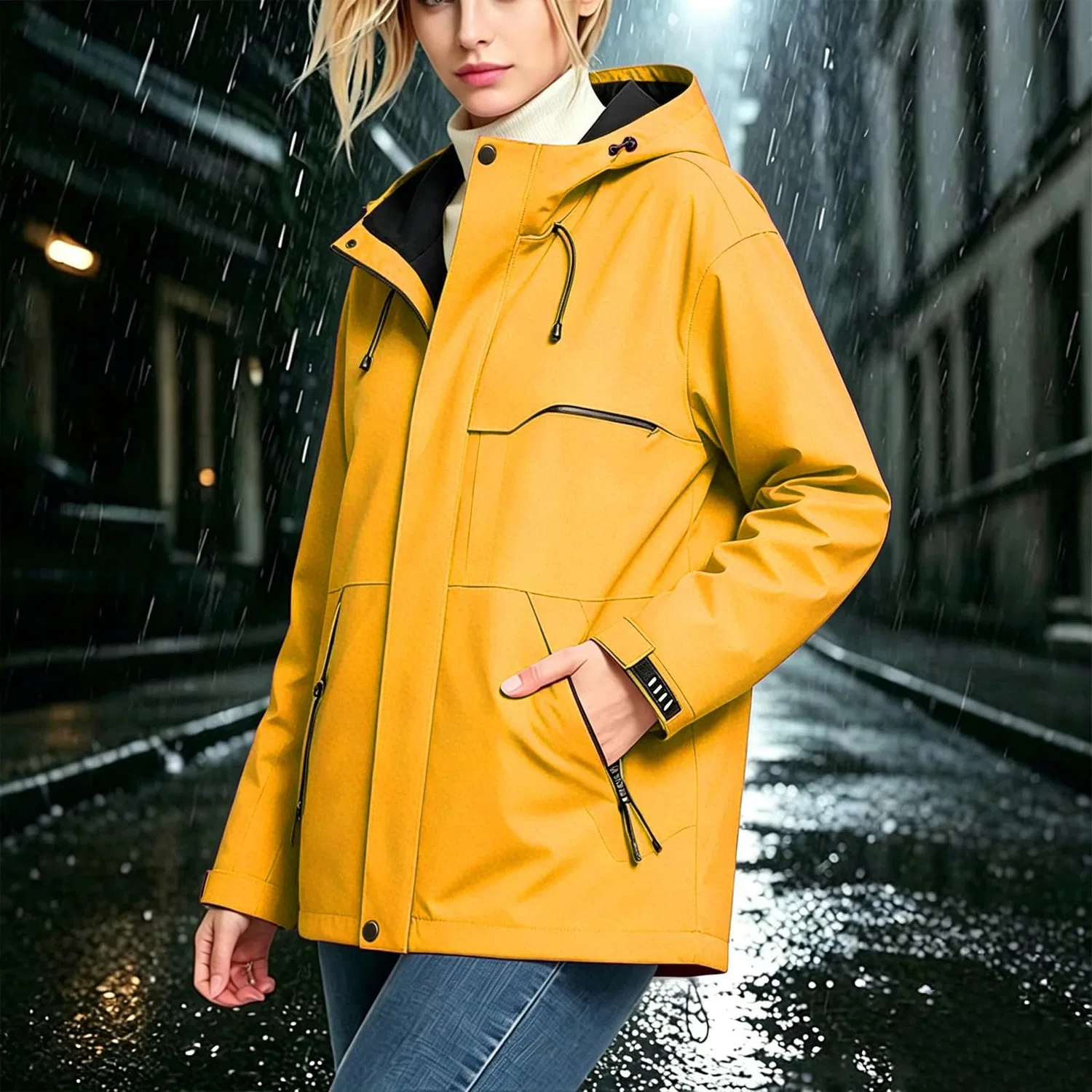 Мужская легкая ветрозащитная куртка из софтшелла с капюшоном, giallo — фото 3