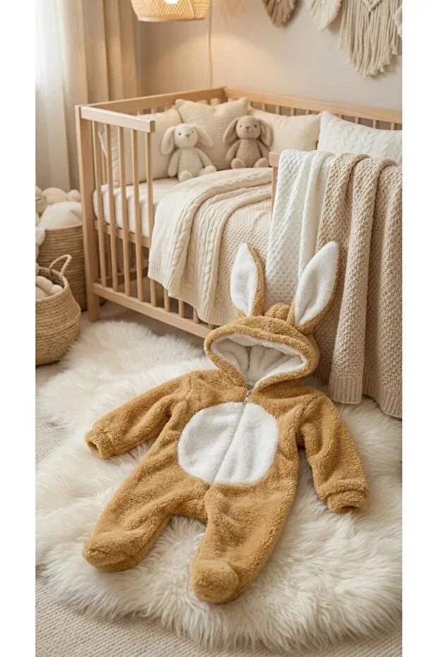 Детский комбинезон с капюшоном Named Plush Winter Baby Romper Bebek_Iklimi, Brown — фото 4