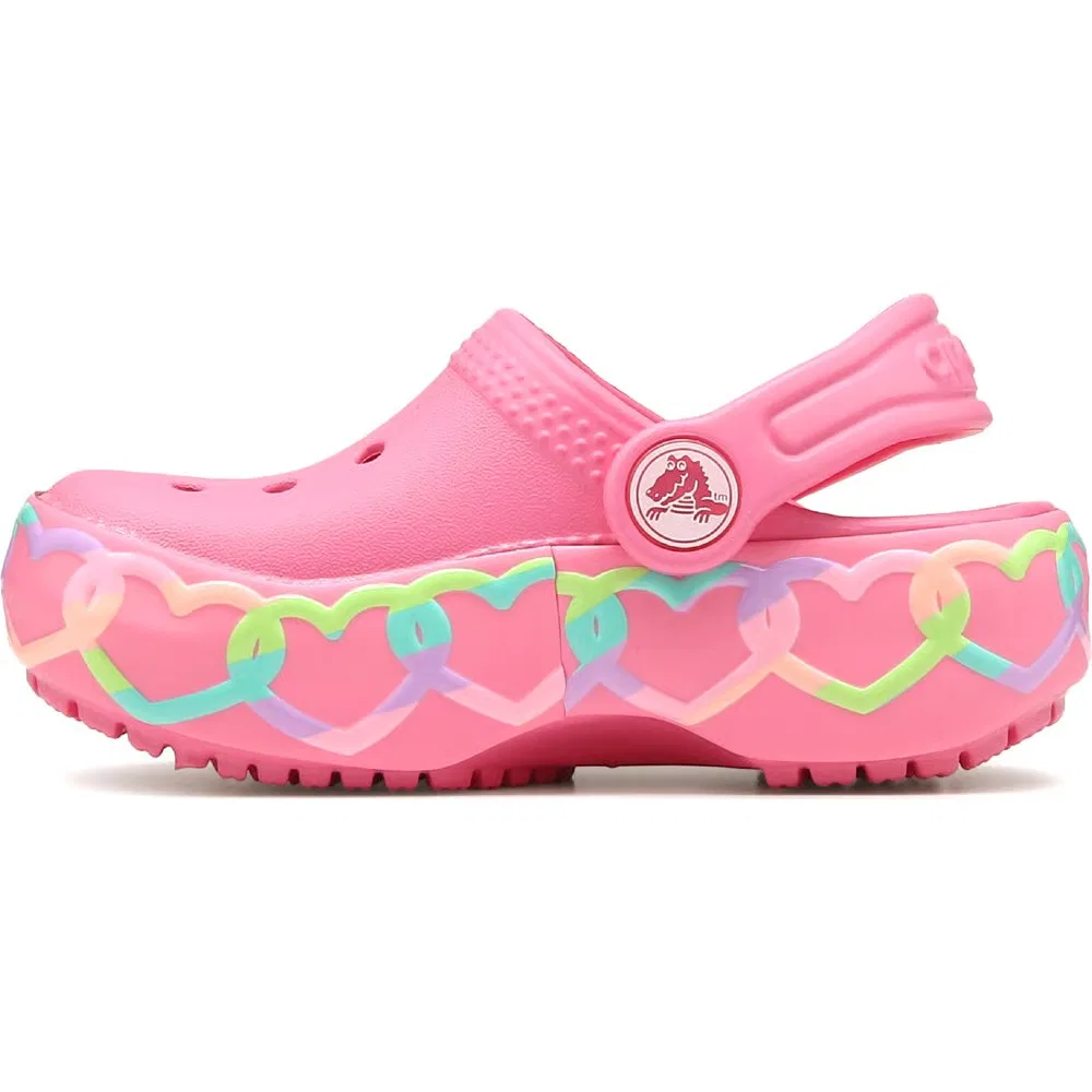 Детские классические светящиеся сабо с графическим рисунком для малышей Crocs, Pink Lemonade Hearts — фото 3