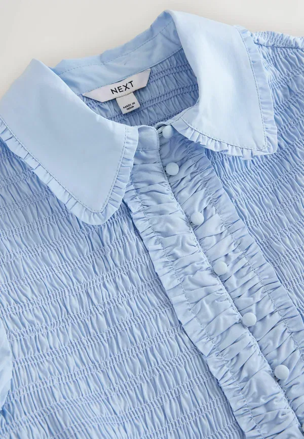 Блуза с коротким рукавом из хлопка Regular fit Next blue, синий — фото 2