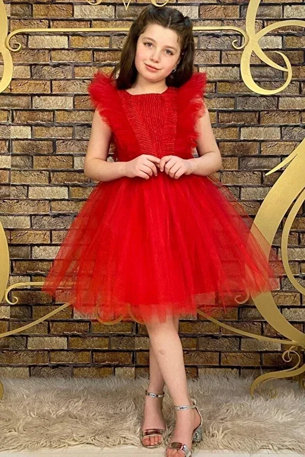 Детское платье для девочек с блестками Abiyekids, Red — фото 3