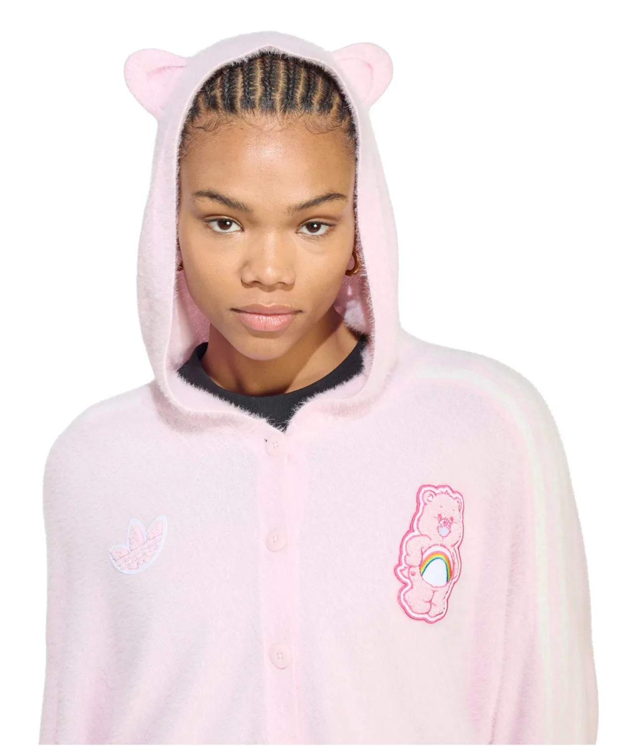 Женский кардиган с капюшоном оверсайз Care Bears Adidas, Розовый