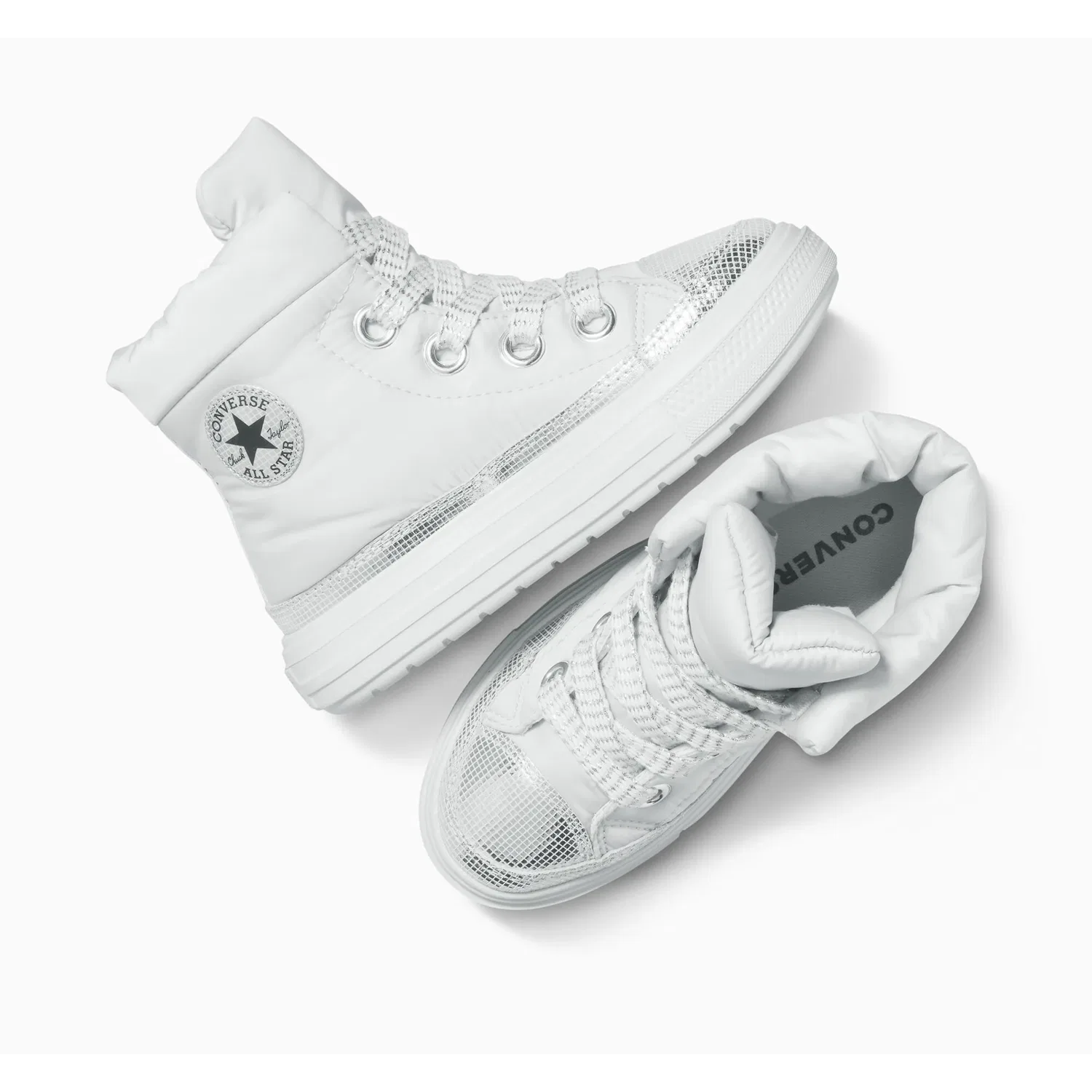 Детские кеды на шнуровке с канвасом Converse, Barely Grey/Silver/Black — фото 4