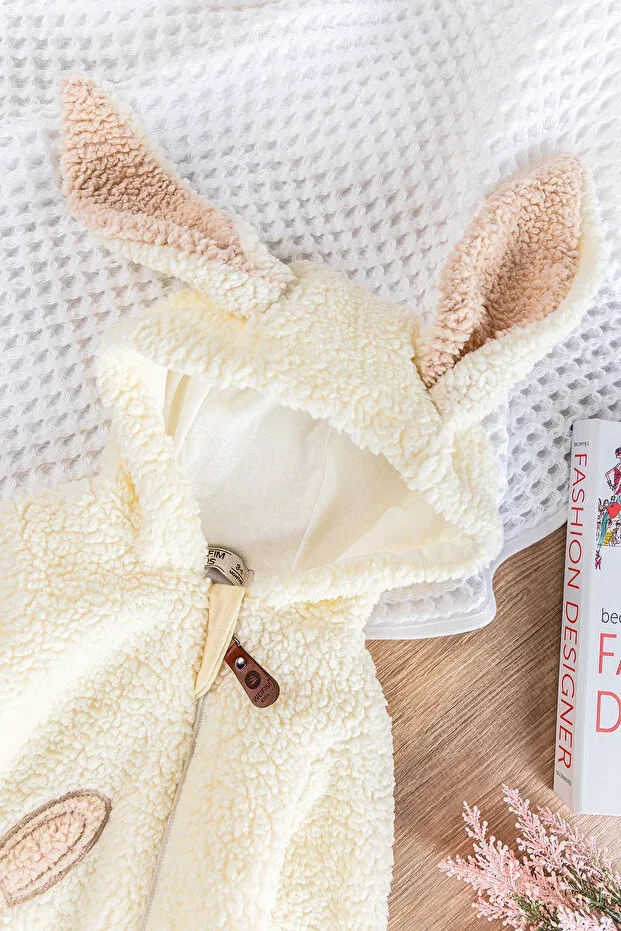 Детский комбинезон для девочек с капюшоном Rabbit Babymod, Cream — фото 3