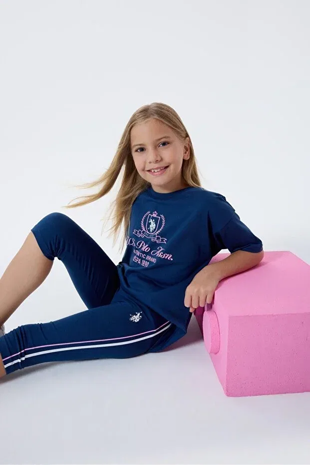Детские леггинсы для девочек хлопковые U.S. Polo Assn., Navy Blue