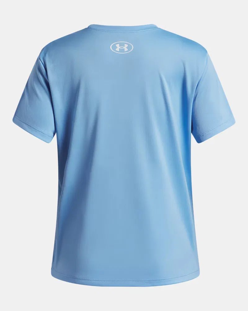 Футболка для девочек с коротким рукавом и влагоотводящей тканью UA Tech Big Logo UnderArmour, Horizon Blue/White — фото 2