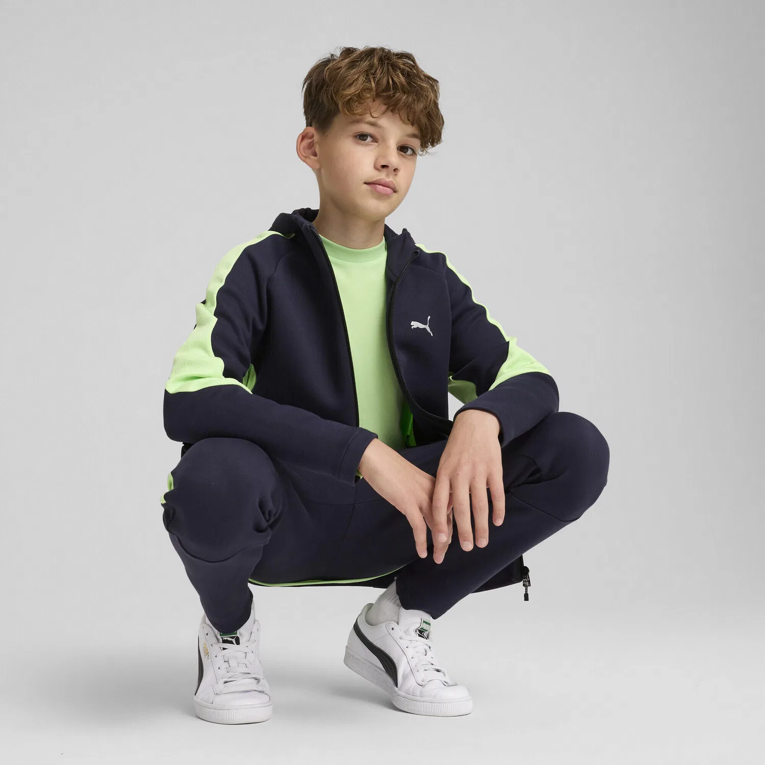 Детская куртка из футера с капюшоном Full Zip Puma, Цвет BLAU — фото 4