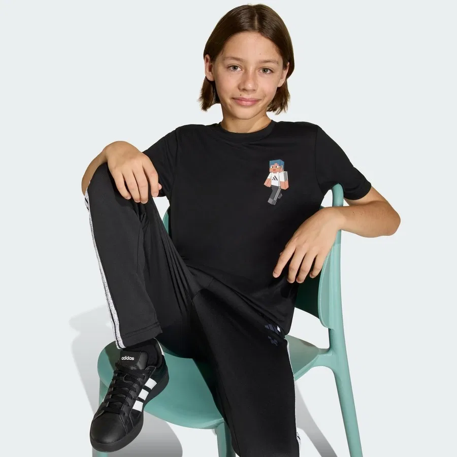 Детская футболка с принтом Minecraft Training adidas, Черный — фото 4