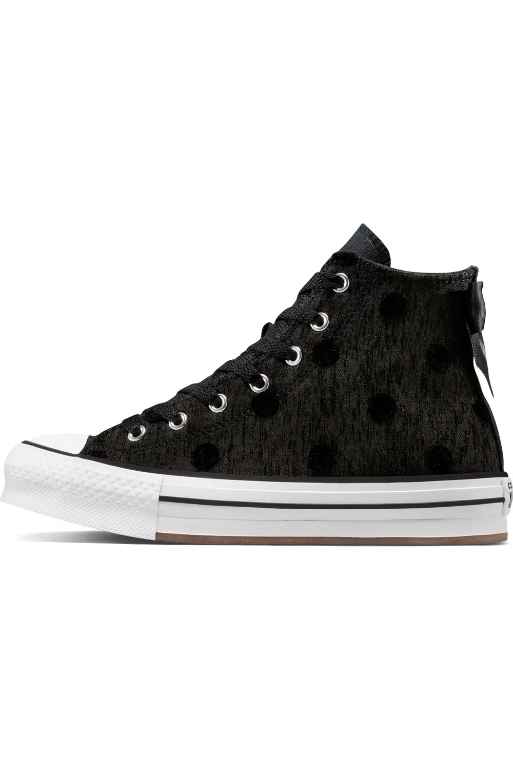 Кроссовки детские на платформе Chuck Taylor All Star Lift Bow Converse, черный/белый/черный — фото 4