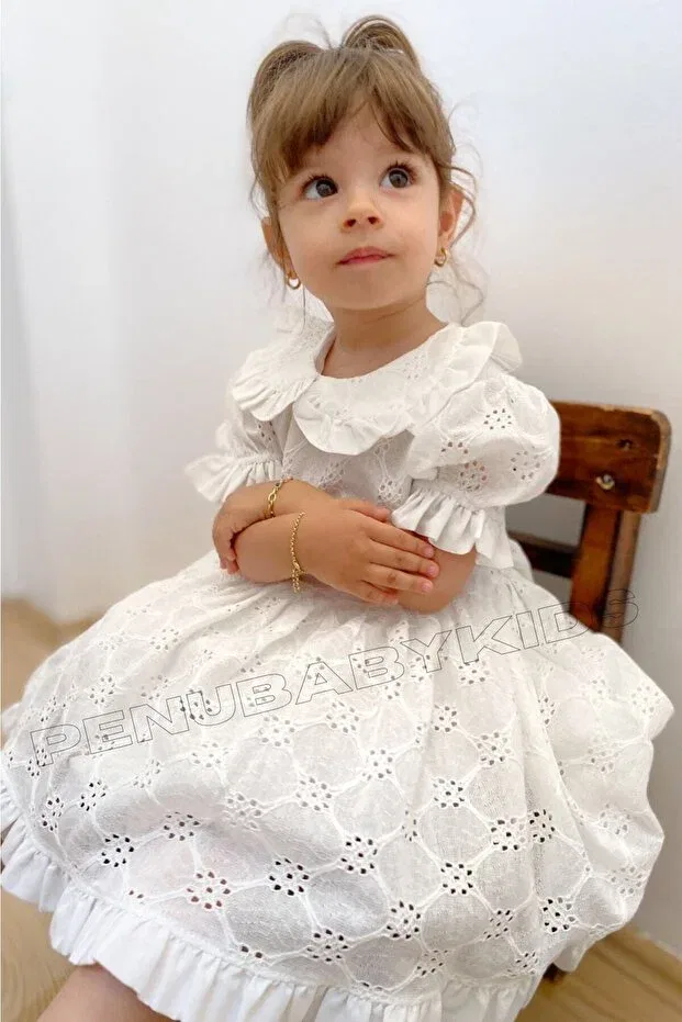 Детское платье для девочек с коротким рукавом angel Penu Baby Kids, White — фото 4