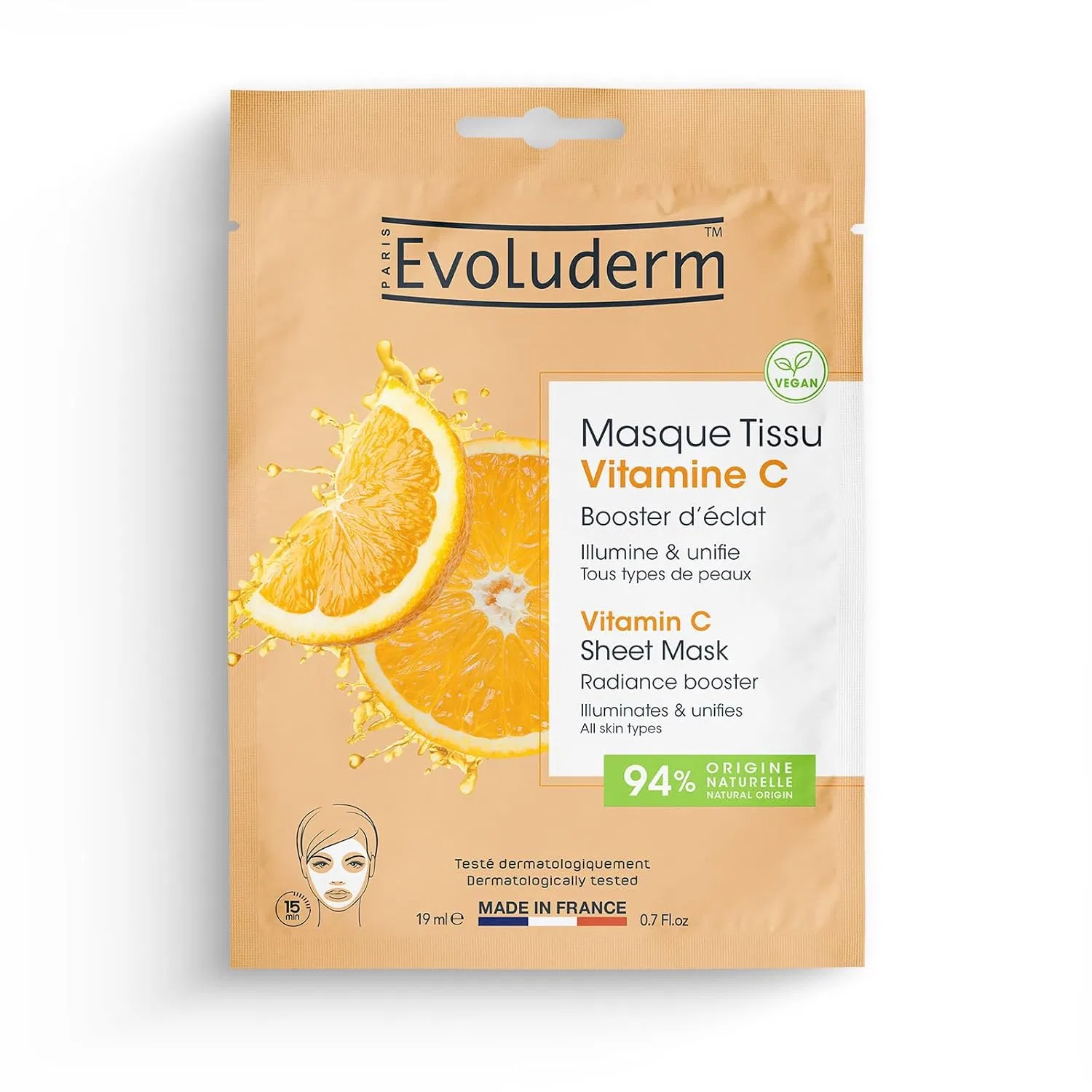 Тканевая маска для лица Evoluderm Vitamin C Shine Enhancer, 19 мл
