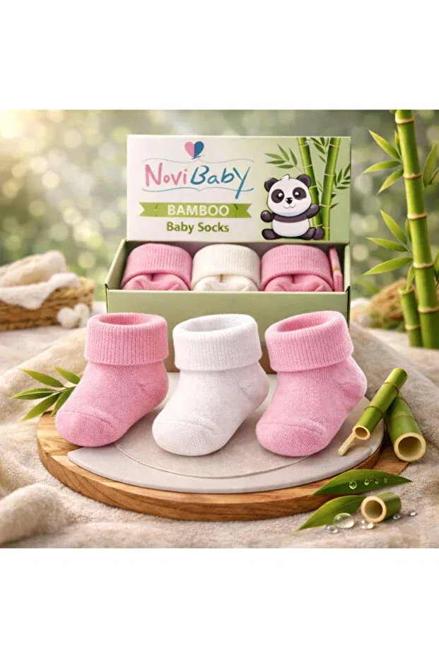 Детские носки для новорожденных из бамбука 3 пары New Year's Eve Glam Novibaby, Pinky