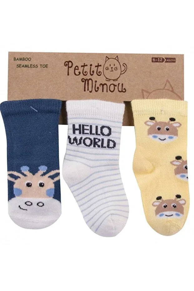 Детские носки для мальчиков с принтом Hello World Petit Minou, Multi-Colored