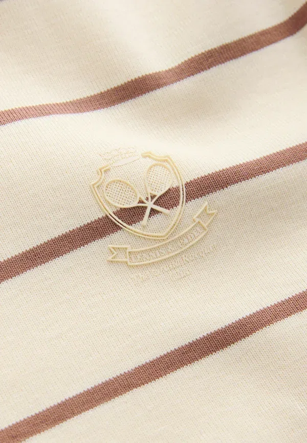 Поло Regular fit, Next, ecru brown stripe, бежево-коричневая полоска — фото 3