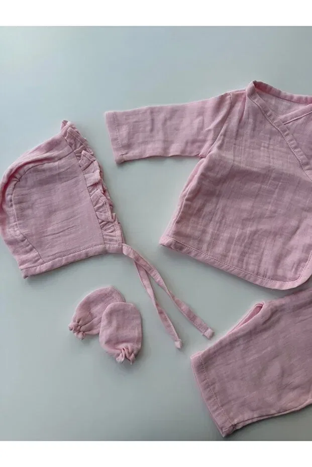 Детский комплект из муслина для новорожденных Zemze Baby, Pink — фото 3
