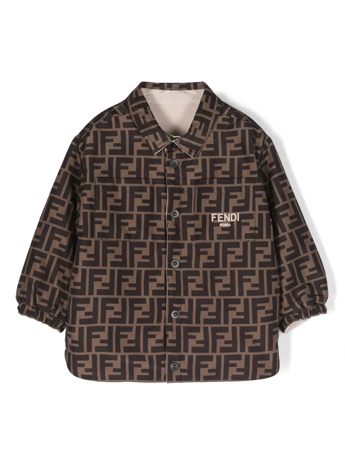 Куртка с логотипом и утеплителем FENDI, песочно-коричневый/черный