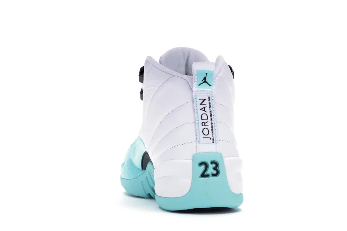 Детские кроссовки Lifestyle с цветными акцентами Jordan 12 Retro, White/Black-Light Aqua — фото 4
