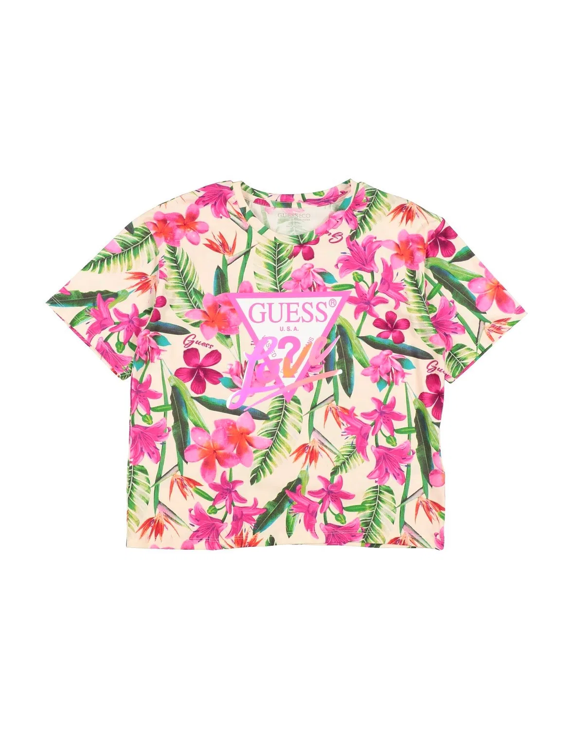 Детская футболка с принтом Jersey Guess, фуксия