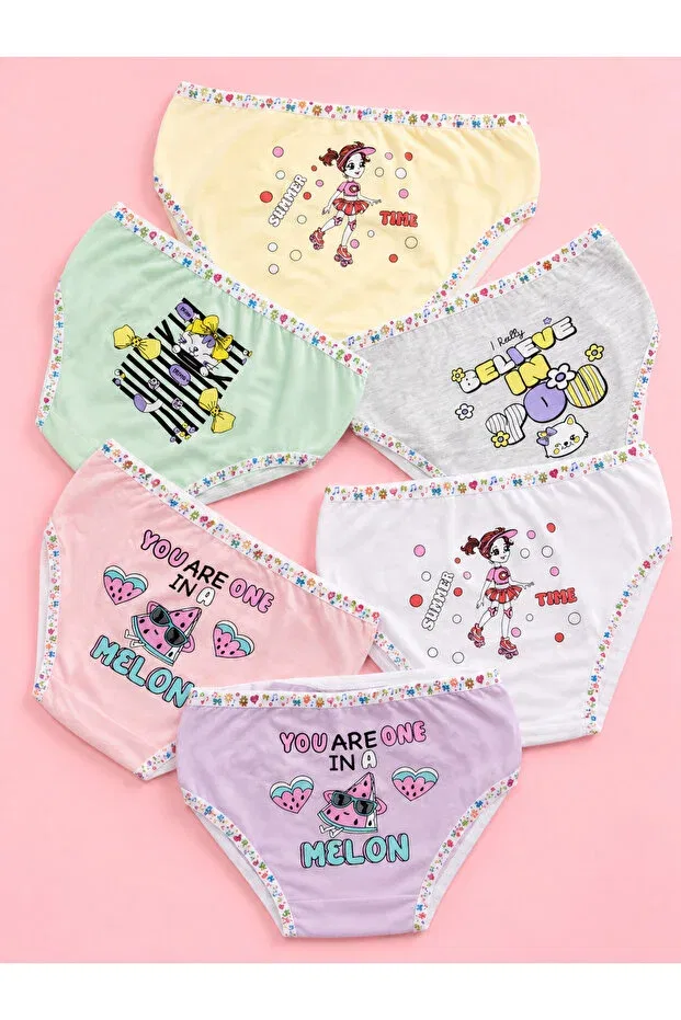 Детский комплект трусов для девочек хлопковый 12-Piece girls' panties set Meyzz, Printed On The Back — фото 2