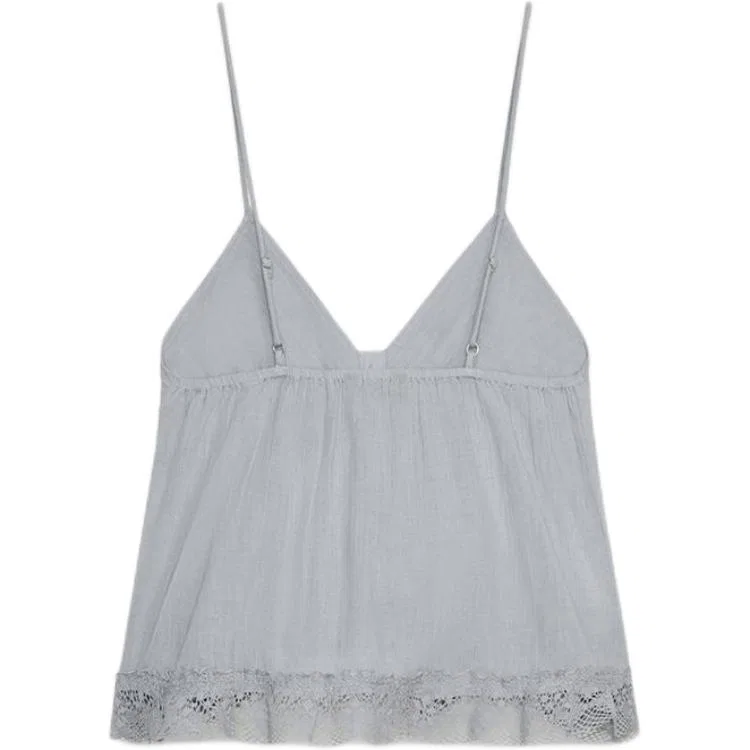 Женская майка на бретелях с V-образным вырезом и шнуровкой Blue/Gray ZARA, Blue/Gray — фото 3