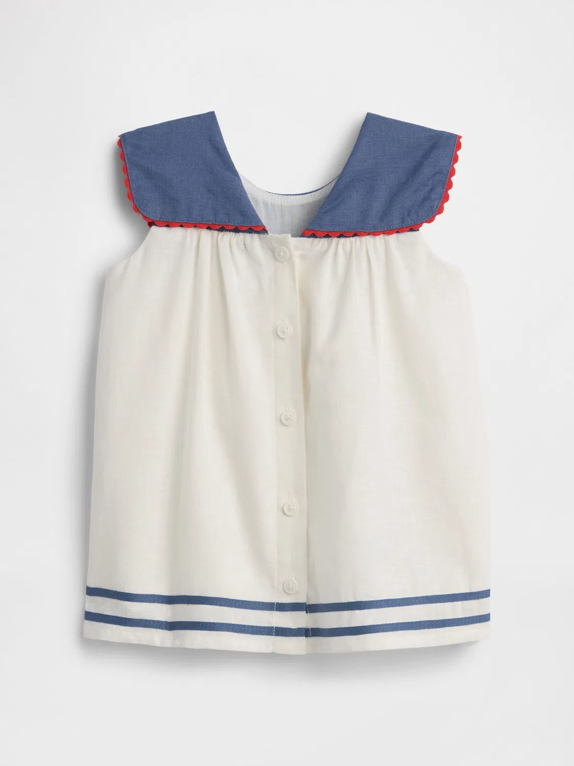 Платье с матросским воротником Gap White, белое