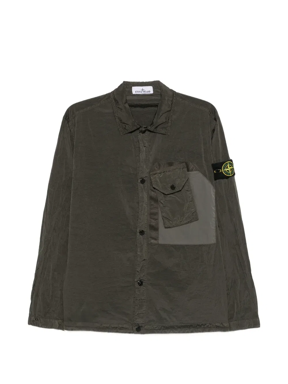 Рубашка-накидка с нагрудным карманом и нашивкой-логотипом Stone Island, серый