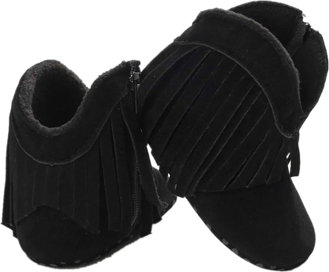 Детские ботинки для девочек с кисточками WILLFUN, Black