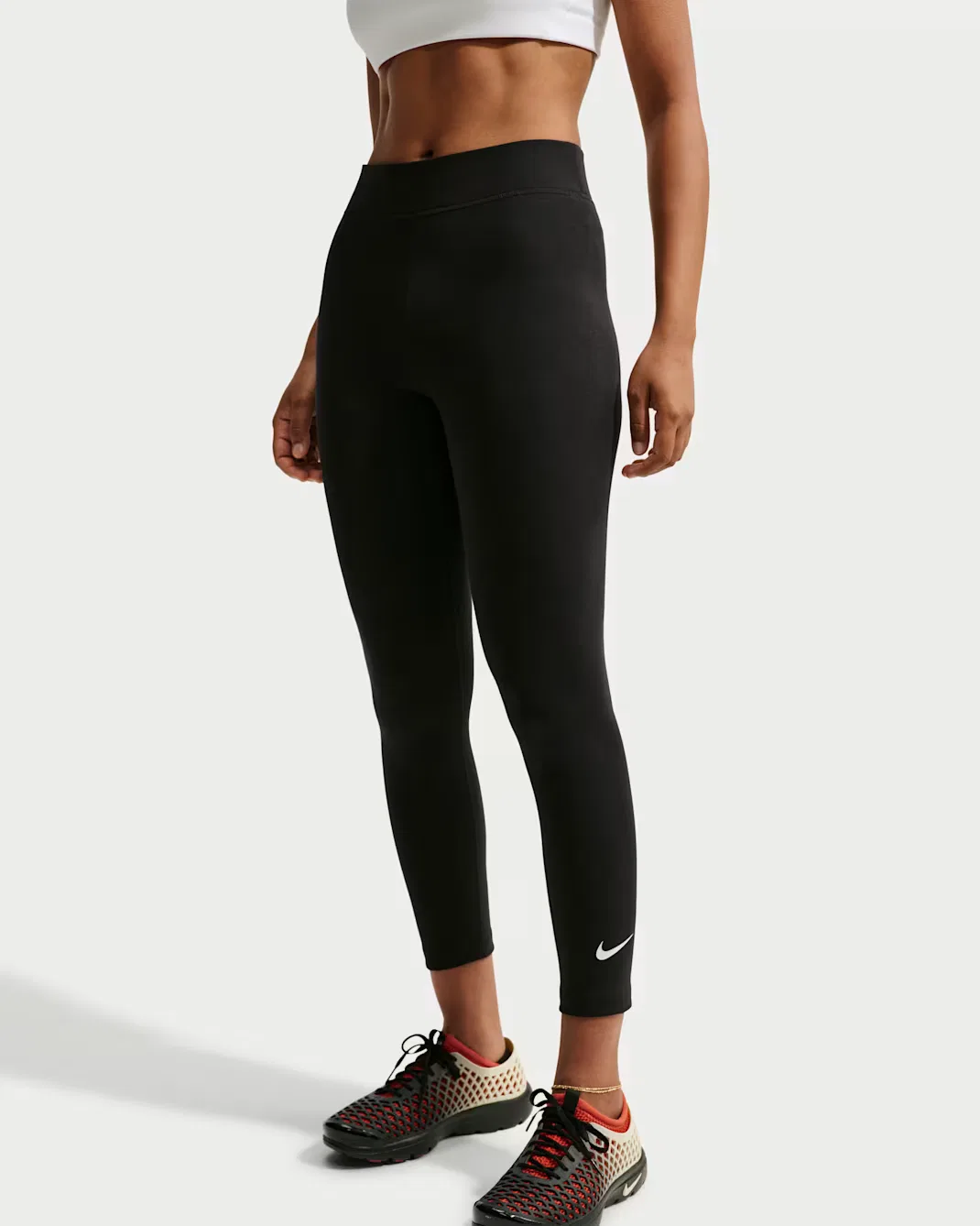 Женские леггинсы с высокой талией, длина 7/8 Nike Sportswear Classic, Black/White — фото 2