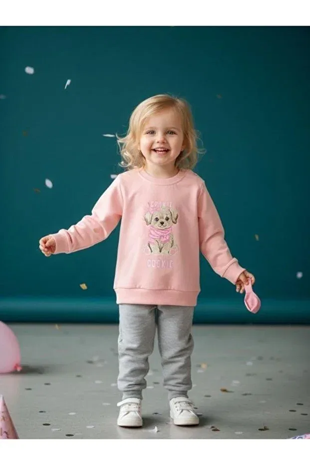 Детский для девочек комплект спортивного костюма с принтом Zekids, Pink — фото 3