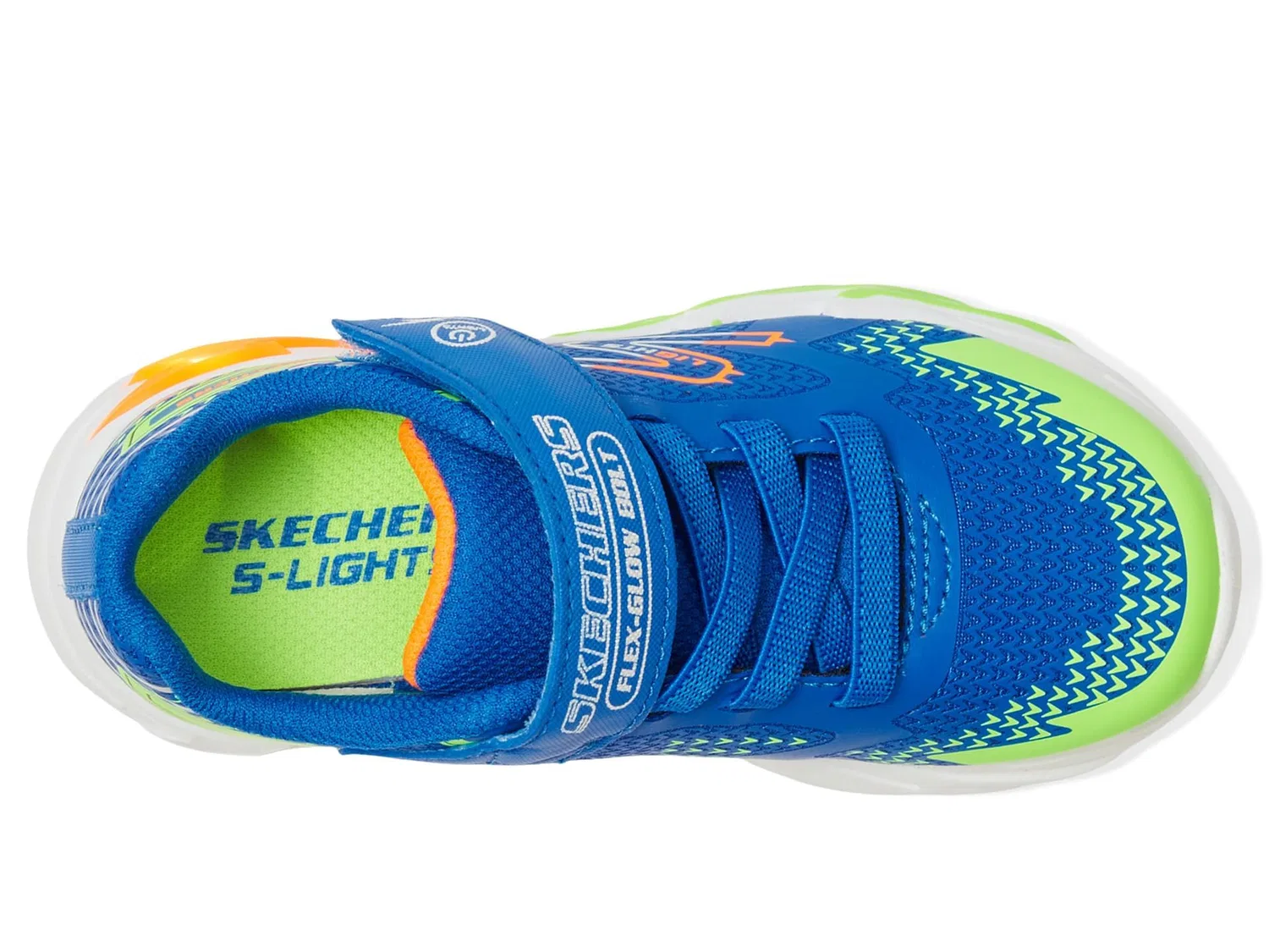 Детские кроссовки для мальчиков с солидным дизайном Flex-glow Bolt Skechers, Royal Synthetic Textile Lime Orange — фото 3