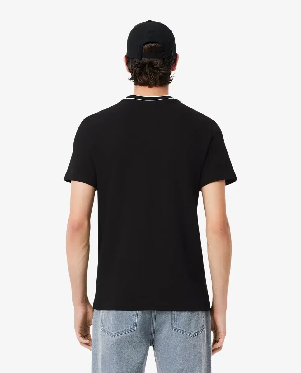 Мужская футболка из пике с воротником-поло и коротким рукавом Lacoste, Negro — фото 2