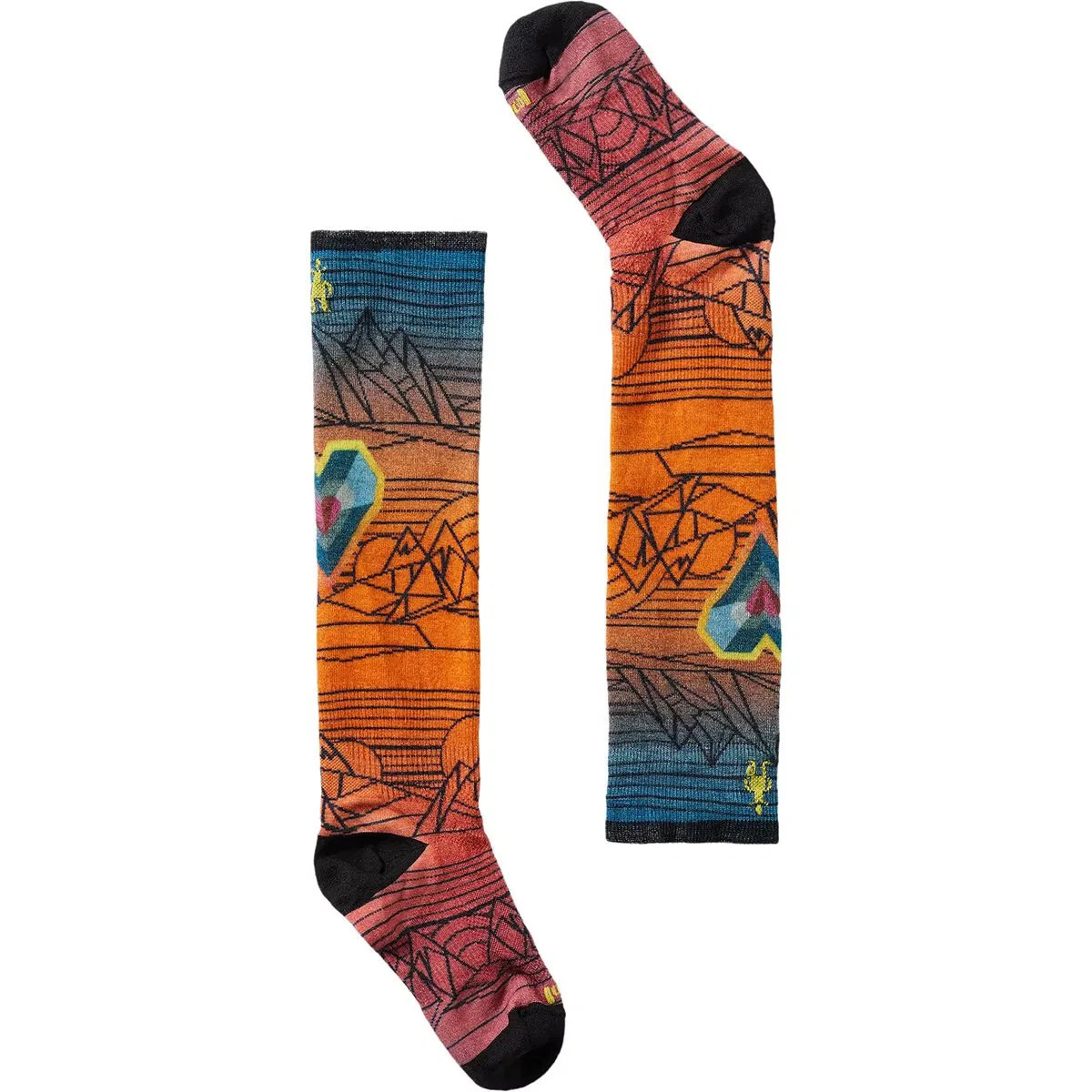 Детские носки для мальчиков с принтом Ski Zero Cushion Geo Peaks Print OTC Sock Smartwool, Orange Rust — фото 2