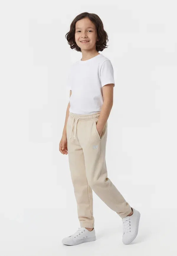 Брюки хлопковые Small logo New Balance, Beige, бежевый