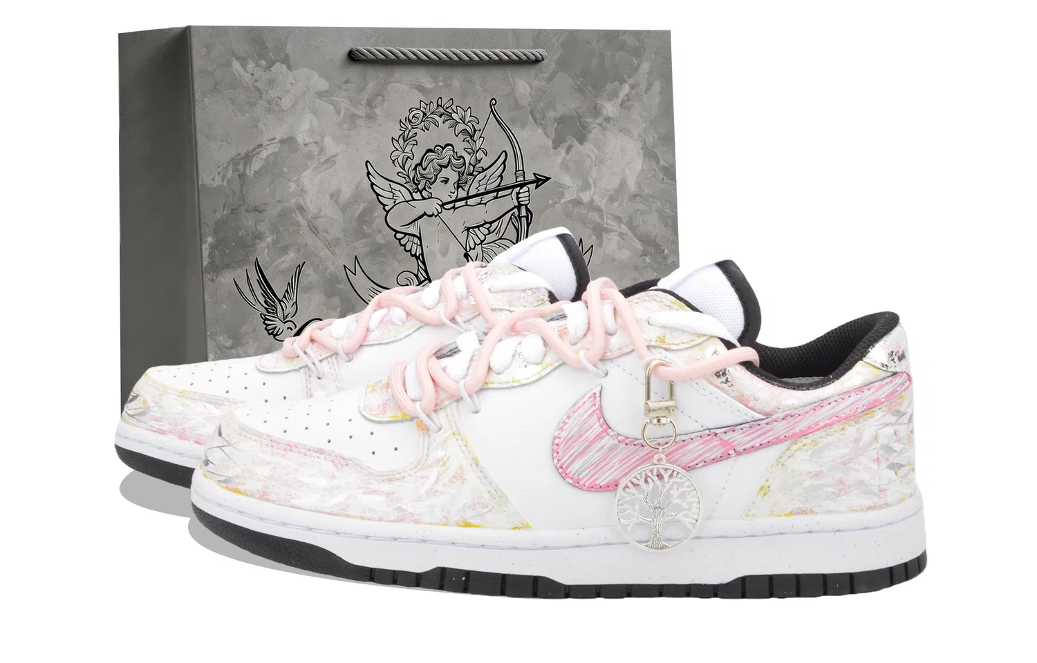 Детские кеды для скейтбординга Nike Big, Pink/White