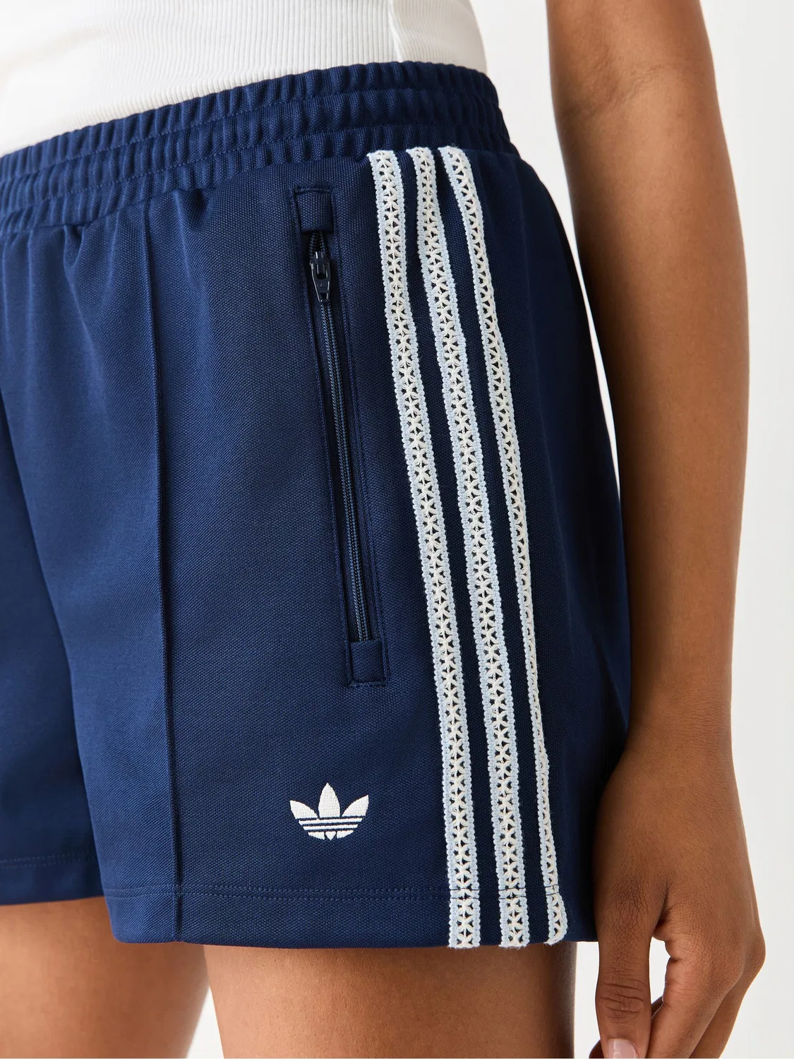 Шорты adidas Originals Navy Crochet 3-Stripe, синие — фото 4
