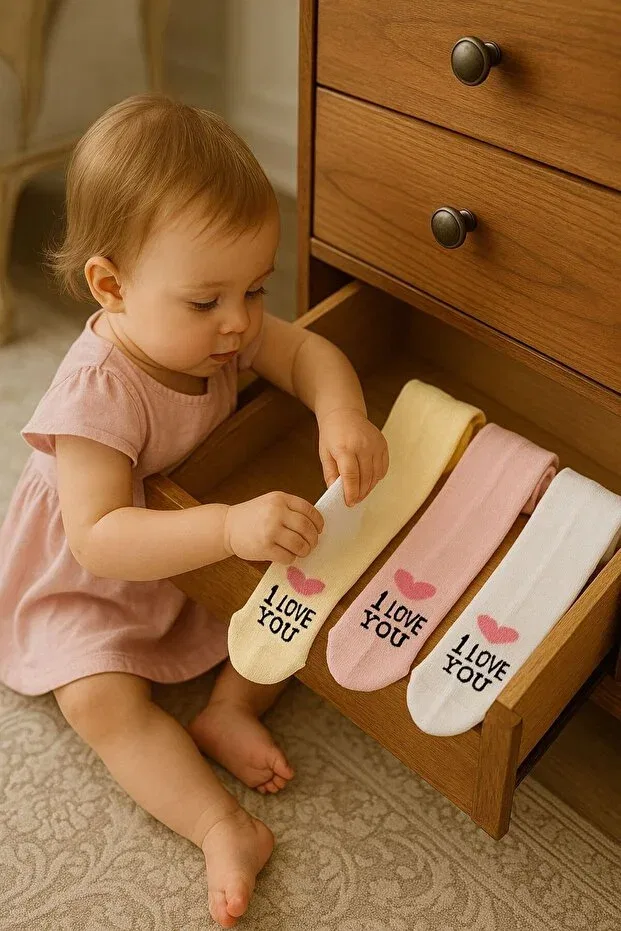 Детские колготки для девочек с принтом хлопковые набор 3 шт Pico Baby, Multicolor — фото 2
