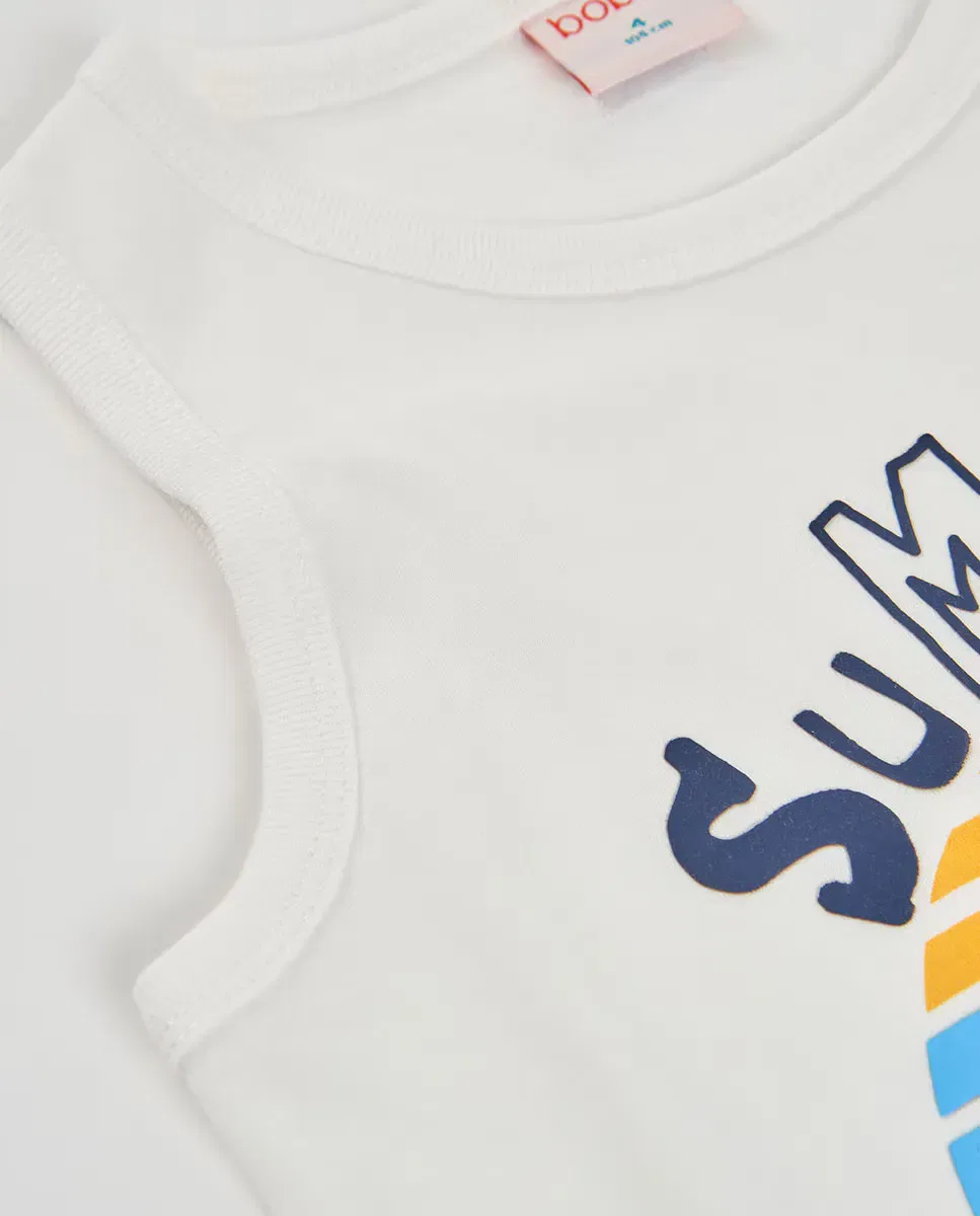 Детская футболка без рукавов для мальчиков Summer Boboli, Blanco / Amarillo — фото 2