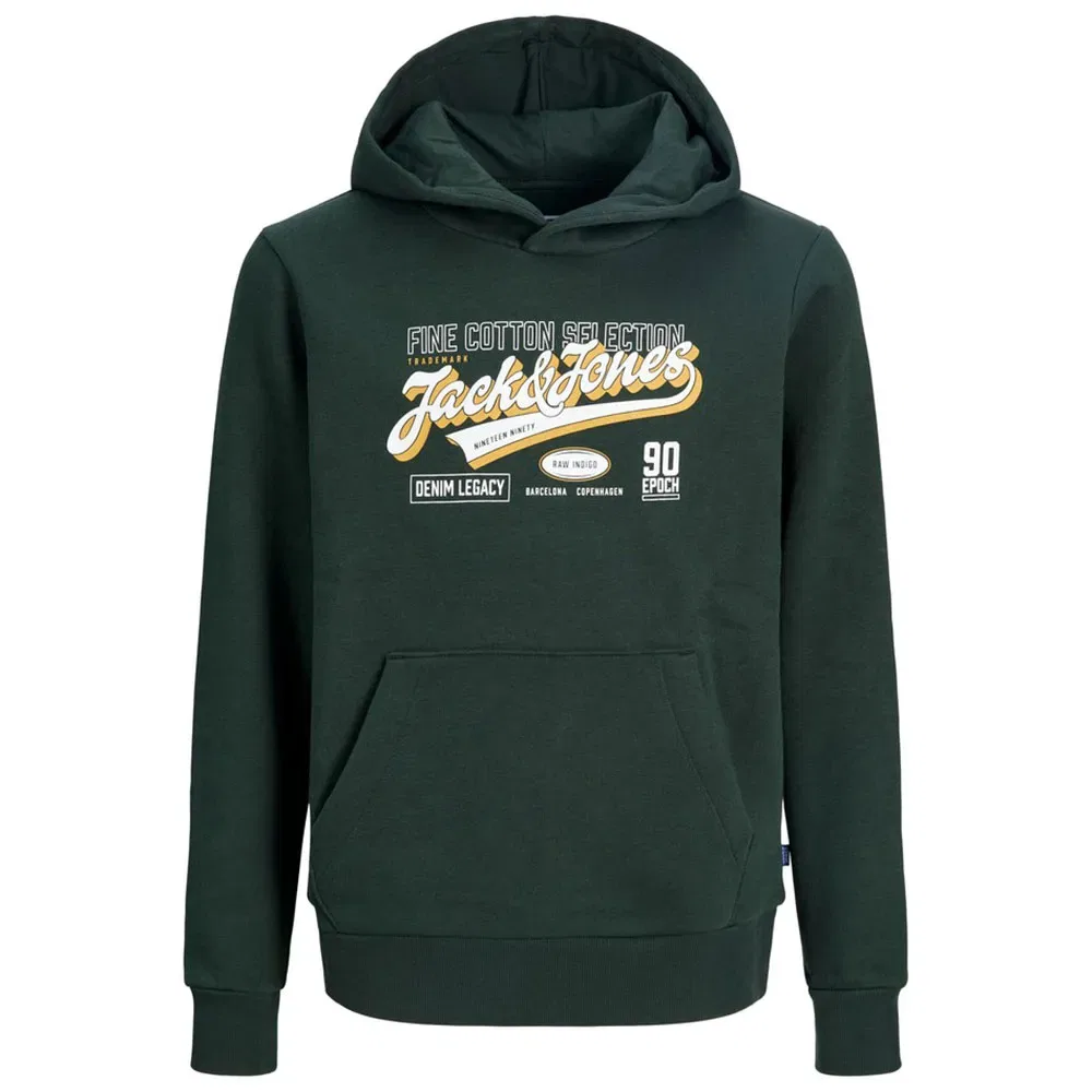 Детское худи с принтом Jack & jones Logo 2Col, Green