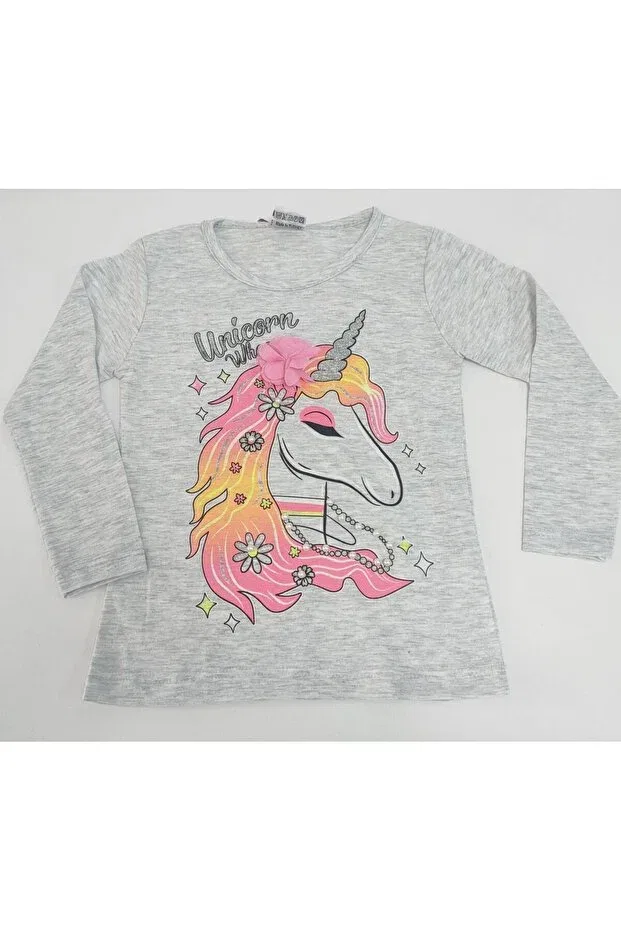 Детская футболка с принтом для девочек Lully Kids, Gray Melange