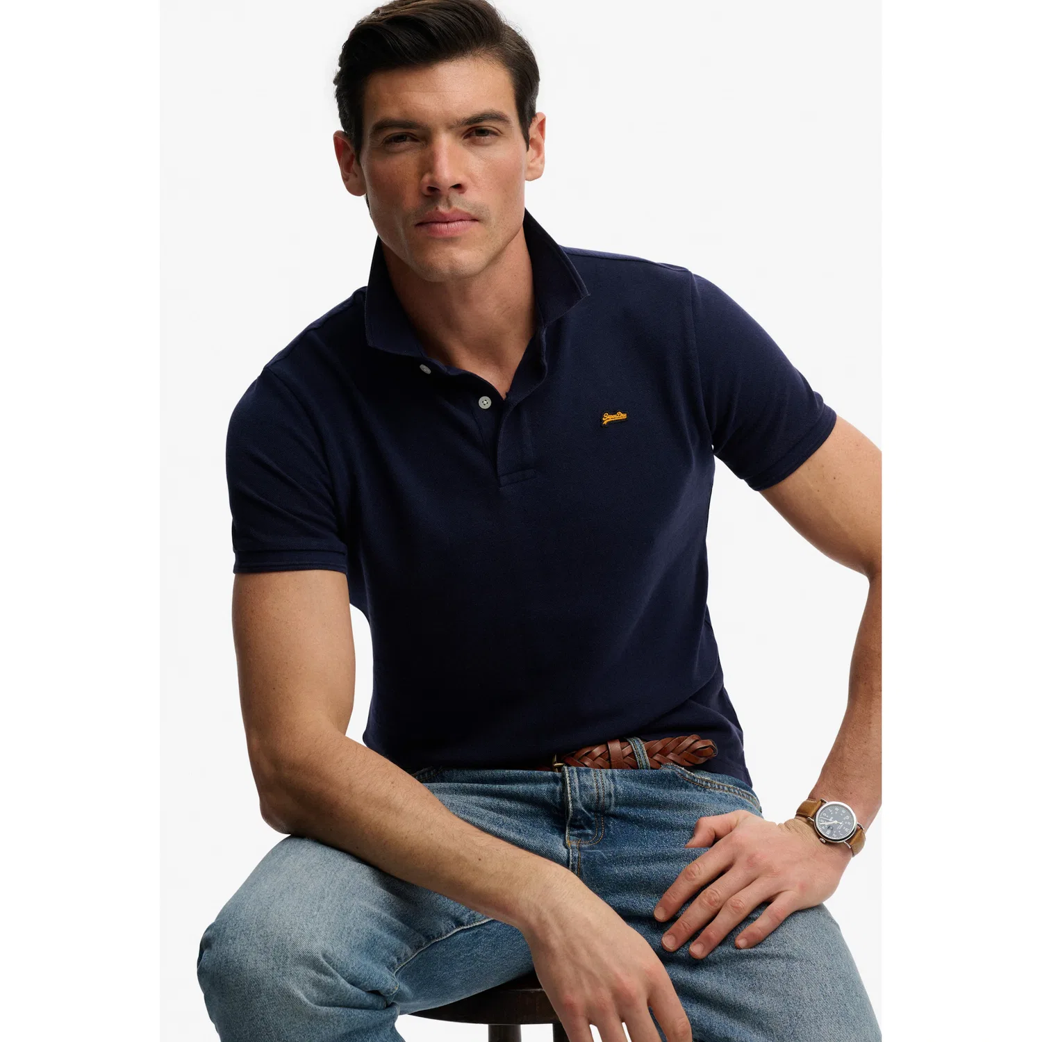 Мужское поло с короткими рукавами Classic Pique Polo Superdry, Rich Navy — фото 2