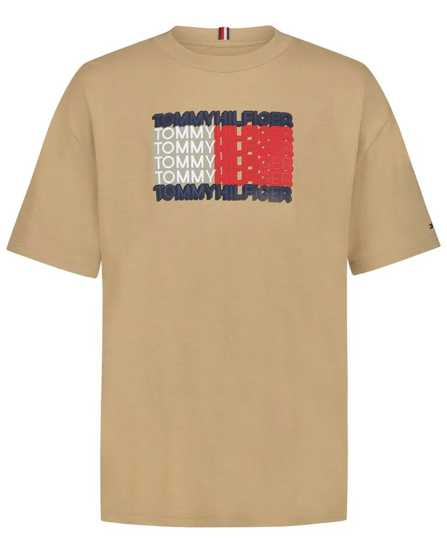 Футболка с коротким рукавом и принтом 3D Logo Flag Tommy Hilfiger, Incense