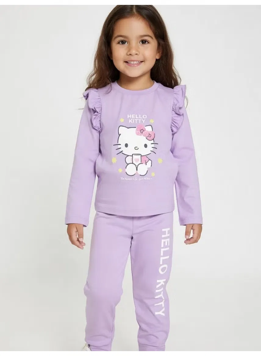Комплект футболка с длинным рукавом и штаны Hello Kitty, сиреневый — фото 3