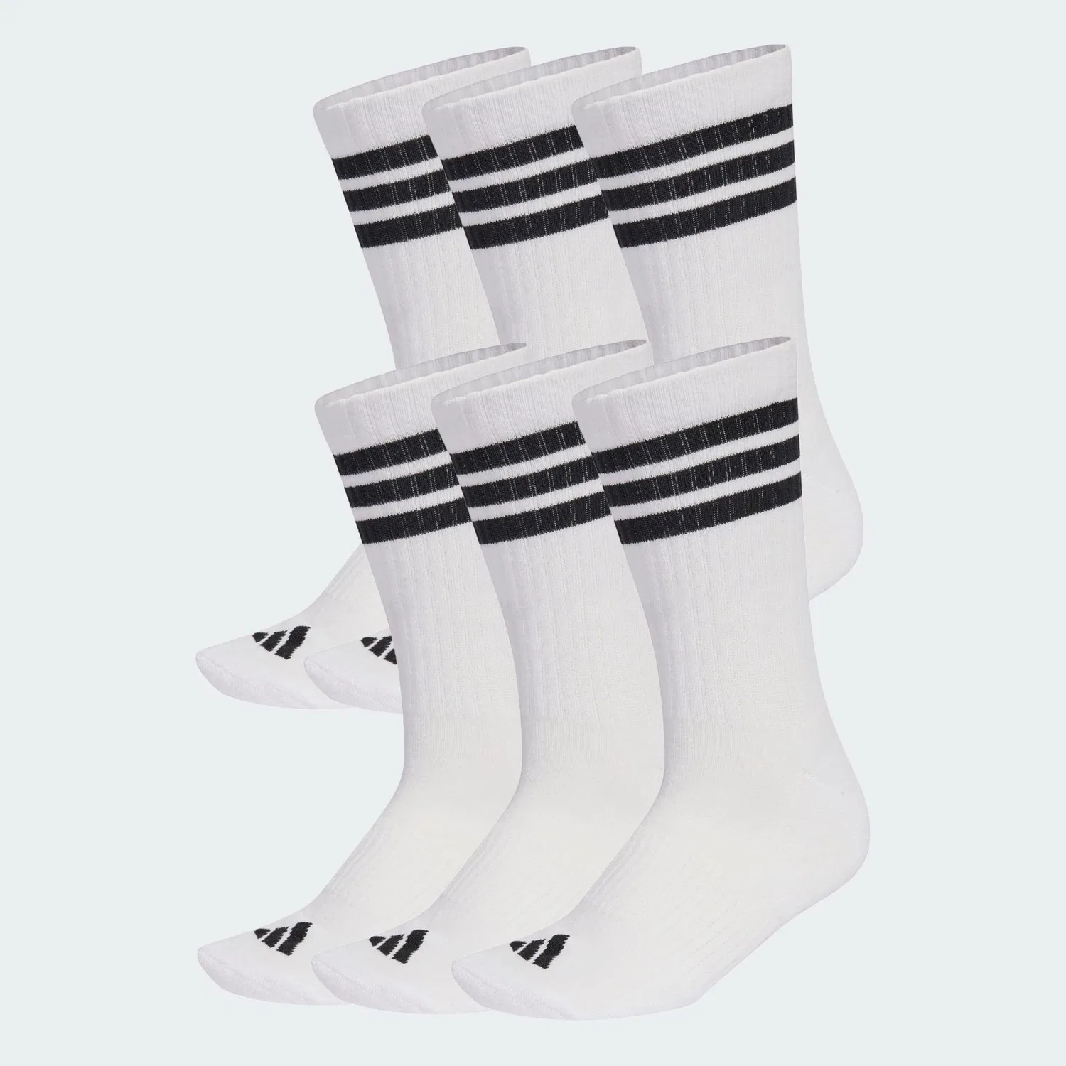 Мужские носки с легкой амортизацией 3-Streifen Essentials Cushioned Crew Socken 6er-Pack, Adidas, Weiß Schwarz — фото 4