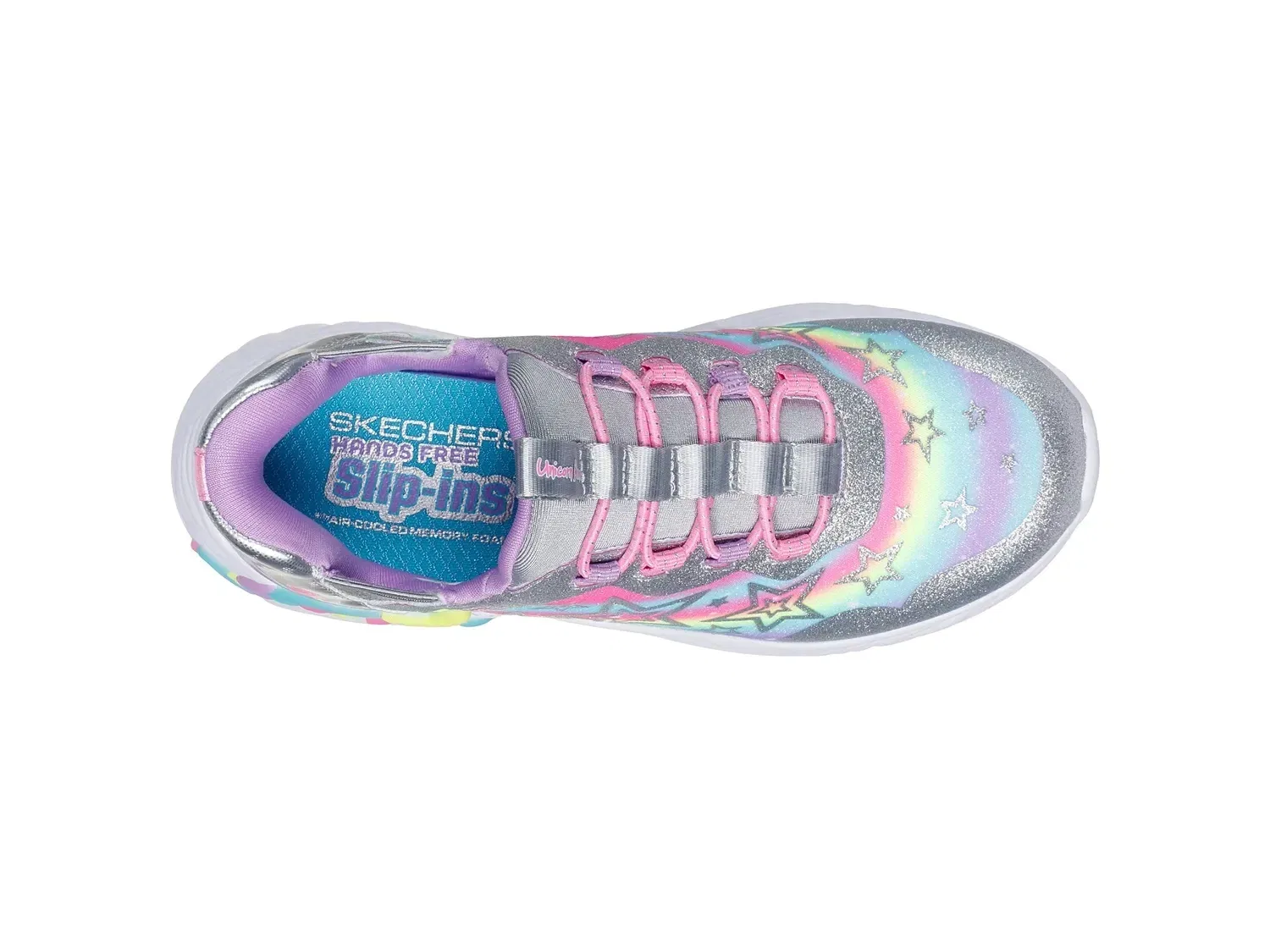 Кроссовки со светодиодной подсветкой Unicorn Dreams Starry Lite, Skechers, серебристый/мультиколор — фото 4